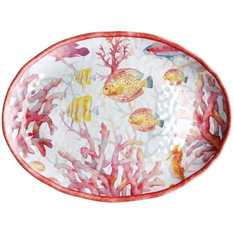 Regalo Italiano Vassoio Ovale Melamina Shell 40 x 30 x 3 Cm Rosso 1 Pz