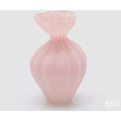 EDG Enzo De Gasperi Vaso Flow Sinuoso H 30,5 Cm D 19,5 Cm Waterproof Vetro Satinato Pink