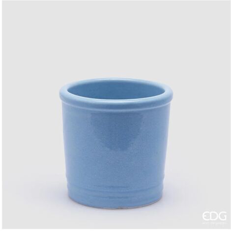 EDG, VASO GLAZE CILINDRO IN CERAMICA, AZZURRO, VASI FIORIERE
