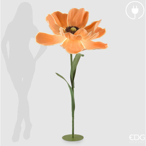 EDG Enzo De Gasperi Decoro Anemone Jumbo Led 12V 300W con Base H 160 Cm D 100 Cm Arancione