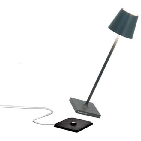 Zafferano Poldina Pro Micro Lampada da Tavolo Ricaricabile Grigio Scuro