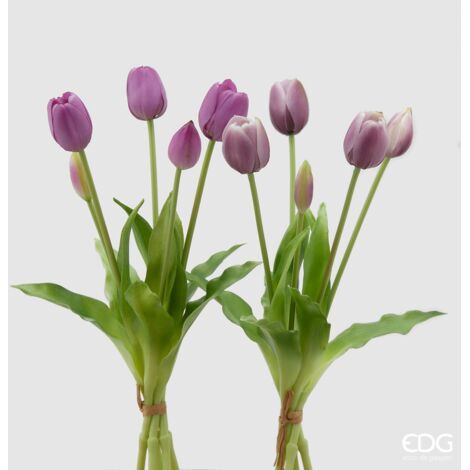 EDG Bouquet 5 Tulipani Olis Chiusi Gomma Lilla H 40 Cm (1/4)