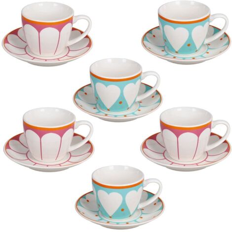 Tognana Set 6 Tazze Caffè 90 Cc con Piatto Madame New Bone China Multicolor