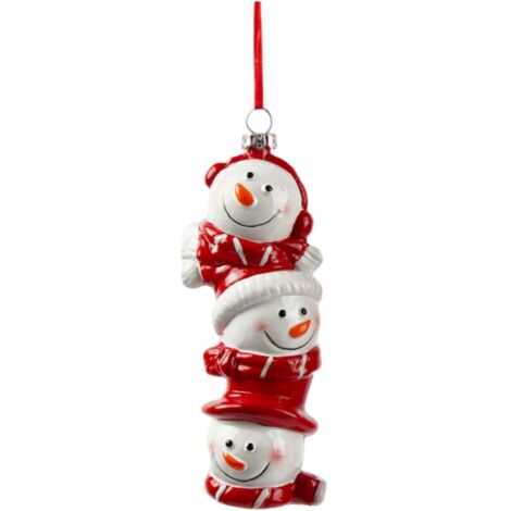 Pendaglio Babbo Natale e pupazzo di neve, decorazione natalizia da h 14,5 cm -Pupazzo di neve