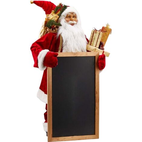 Statuetta di Babbo Natale con lavagna e regali, colore rosso, decorazione per esterno -82 cm