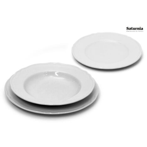 Saturnia Piatto Piano D 26 Cm H 2,2 Cm Porcellana Praga Bianco