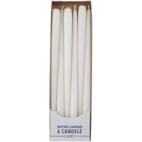 Cereria di Giorgio Risthò Candele Coniche per Candeliere, Cera, Bianco, 2.2 x 40 cm, 6 unità