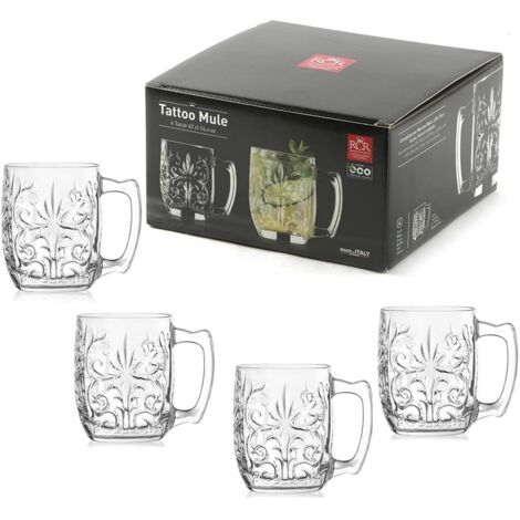 RCR Cristalleria Italiana Tattoo Mule - Set da 4 Bicchieri Cocktail in Cristallo