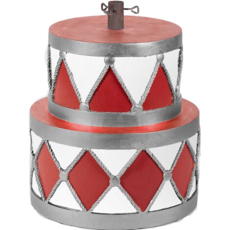 Base per albero di Natale a forma di tamburo, decorazione per interno da h 49 cm -Rosso - bianco