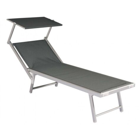 Moia Greenwood Lettino Mare Tettuccio Alluminio Textilene Grigio