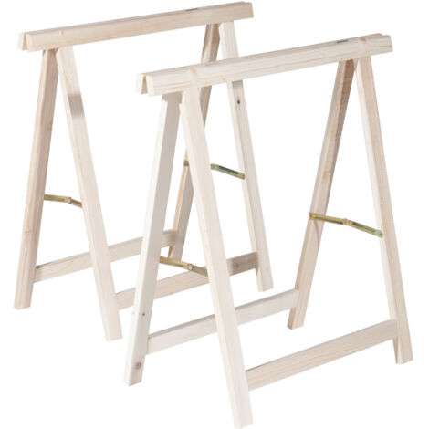 Verdelook – Coppia cavalletti pieghevoli in legno abete 75x75cm – Per tavolo da lavoro – Confezione da 2 pezzi – Legno naturale (1/2)
