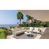 Talenti Salotto Tess Set Sofa, 2 Poltrone Living e Tavolo Caffé D60 Bianco