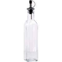 Regalo Italiano Oliera con Tappo Acciaio 290 Ml H 25 Cm 5 x 5 Cm Vetro Trasparente