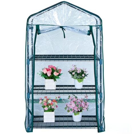 Mini-serre portable (3 niveaux), sacs de culture, tente de jardin, structure métallique, peut contenir plusieurs pots de fleurs, 70 ×50×128cm (1/5)