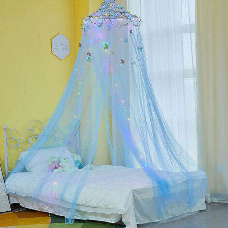 Rideau de Lit Féerique avec Éclairage LED - Moustiquaire Suspendue et Couvre-lit Anti-Moustiques Déco Enfant 60x250cm-Vert clair (1/5)