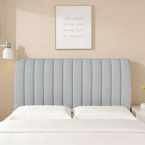Protection de tête de lit - 180 cm, housse et coussin lavables en machine, gris clair