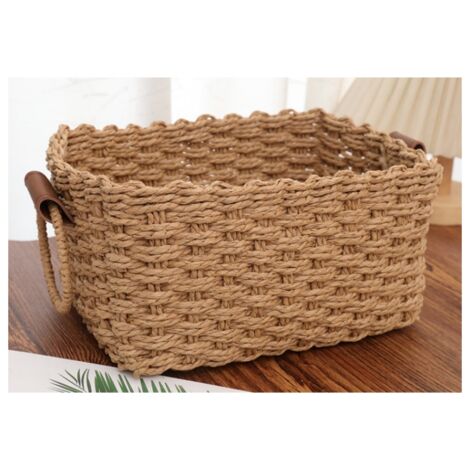 SIENTICE Panier de rangement de bureau, panier de rangement de bureau pour la maison, panier de rangement tissé à la main pour le salon (251913 cm) (1/5)