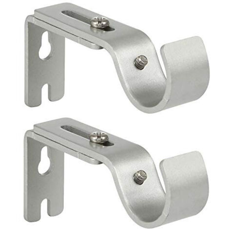 Lot de 2 supports de tringle à rideaux réglables, support simple robuste pour tringle à rideaux de 25 mm de diamètre, argenté (1/5)