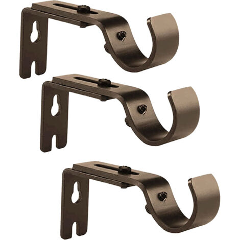 Lot de 3 supports de tringle à rideaux réglables pour tringles de 25 mm de diamètre, crochets de support avec vis (marron) (1/5)