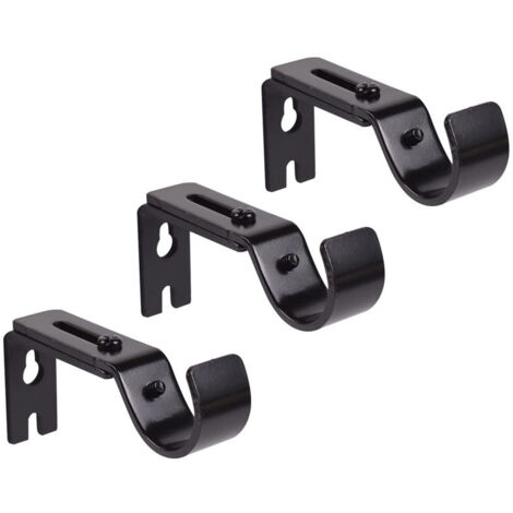 Lot de 3 supports de tringle à rideaux réglables, robustes, pour tringles de 25 mm avec vis de montage (noir) (1/5)