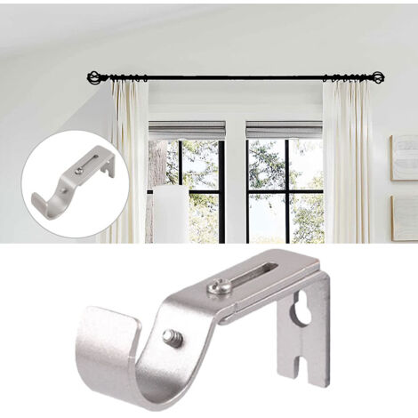 Support de tringle à rideau réglable 1 pièce, support de tringle à rideau simple robuste, adapté aux tringles à rideaux d'un diamètre de 25 mm, argent (1/5)