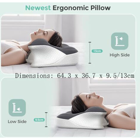 2PCS Oreiller cervical pour soulager les douleurs cervicales, oreiller profilé en mousse à mémoire de forme, pour dormir côté,, gris foncé | 1250 g | Leroy Merlin 2PCS Oreiller cervical pour soulager les douleurs cervicales, oreiller profilé en mousse à mémoire de forme, pour dormir côté,, gris foncé | 1250 g | Leroy Merlin