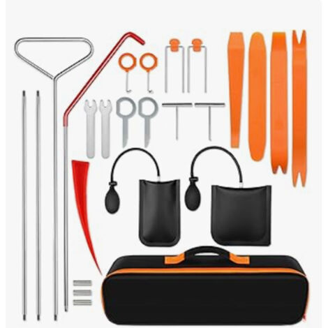 Kit d'outils de voiture 25 pièces-outils en acier inoxydable avec crochet et pompe à air de 65 pouces, étui Portable pour les réparations d'urgence (1/5)