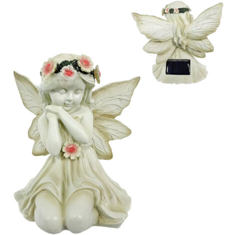 Statue d'ange en résine à énergie solaire, pour l'extérieur, ornement de jardin et de Patio, avec Figurines d'ange au Design ailé classique (1/5)