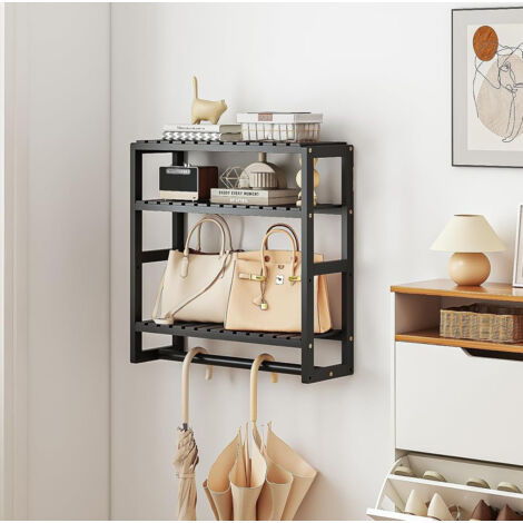 Organisateur de rangement pour étagère de salle de bain 42x15x43 cm, organisateur de cuisine mural flottant à 3 niveaux réglables (1/5)