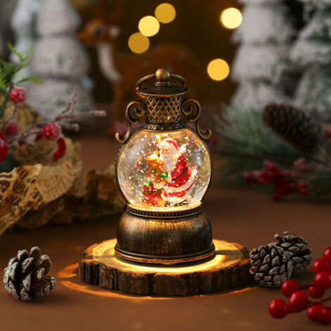 Décoration de Noël à LED, Lanterne Père Noël, Boule de cristal, Cadeau de Noël d'intérieur à piles/USB (1/5)