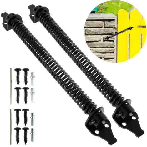 Ferme-ressort de porte de jardin 2 pièces, ressort de porte automatique universel de 36CM, fermeture à ressort de porte de clôture en métal (1/5)