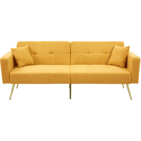 Canapé convertible avec fonction de lit.angle réglable. Pieds en or. Possède des coussins et des compartiments de rangement sur les côtés. (1/5)