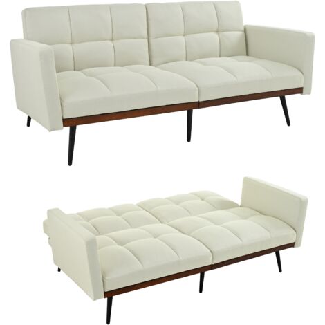 Canapé moderne de type « Mittelzentrum » en tissu lin. Largeur : 146 cm. Pieds métalliques. Couleur gris. (1/5)