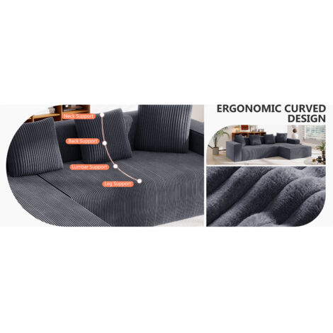 Un canapé complet sans os. Un canapé combiné avec des chaises longues. Un canapé moderne et modularisé, avec de profondes assises. Un canapé recouvert de coussins, parfait pour le salon et la chambre (1/5)