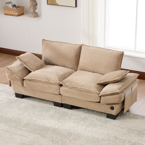 Modulaire : Cordsofa pour 2 personnes. Idéal pour les salons, les bureaux ou les espaces de détente. Gris foncé. (1/5)
