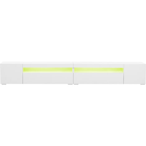 Meuble de télévision moderne et blanc. Panneau lumineux, éclairage LED réglable. Conçu pour être utilisé dans les pièces à vivre ou à manger. Hauteur : 240 cm. Panneau brillant, mais pas trop brillant (1/5)