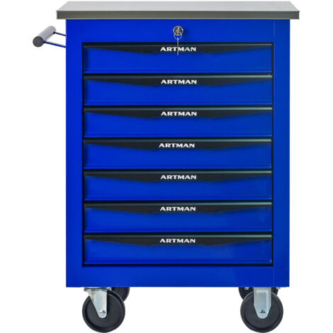 7 tiroirs. Équipement multifonctionnel pour le stockage des outils, avec des roues. Plateau métallique permettant le transport des outils, idéal pour les garages, les ateliers de réparation… (1/5)