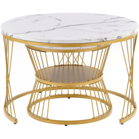 WF319028AAA – Bureau de style moderne, en matériau poli. Ensemble de bureaux en marbre. Des bureaux ronds à l’extrémité. Un ensemble de 2 bureaux. Couleur dorée pour le cadre. (1/5)
