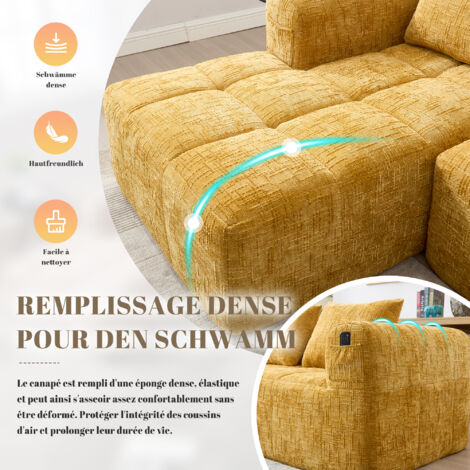 Canapé confortable pour 2 personnes. Pas besoin de montage particulier. Gris. (1/5)