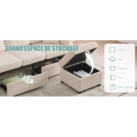Canapé en velours de haute qualité, équipé d’une lumière LED et d’un port USB-C. Couleur gris foncé. (1/5)
