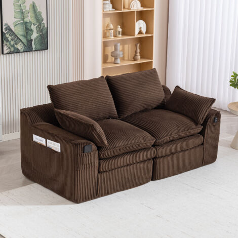 Canapé modulaire pour deux personnes – avec des coussins. Noir.Canapé modulaire pour deux personnes – avec des coussins. Noir. (1/5)