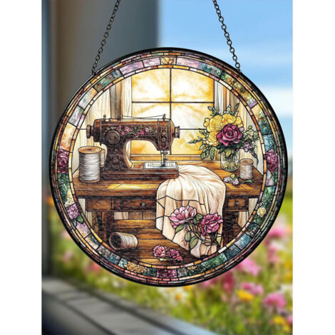 Attrape-soleil machine à coudre en vitrail, 20cm, idée cadeau pour quilteurs (1/5)