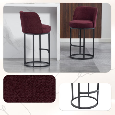 Bancs en tissu lin, ensemble de deux bancs pour les îlots de cuisine. Des bancs modernes, dotés de pieds métalliques noirs. Des chaises confortables et rembourrées (1/5)