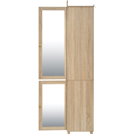 Compartiment de rangement avec miroir et étagère ouverte. Un compartiment compact et pratique pour le rangement des vêtements. Idéal pour les chambres à coucher et les couloirs. (1/5)