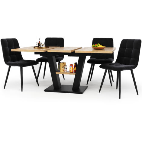 Set de table à manger (5 pièces). La table est accompagnée de 4 chaises. Idéal pour la cuisine et le salon. Inclut également des chaises de salle à manger. Table à manger démontable, avec des pieds en (1/5)