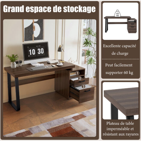 135 x 54 cm. Bureau moderne dans un style minimaliste. Plateau de bureau en MDF, avec des tiges d’acier de haute qualité. Très résistant à la traction. Design polyvalent pour le rangement des document (1/5)