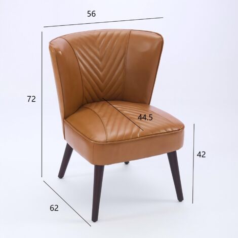 Siège de salon en cuir véritable de couleur brun foncé, sans accoudoirs. Structure en bois de caoutchouc massif. Siège confortable et moderne. (1/5)
