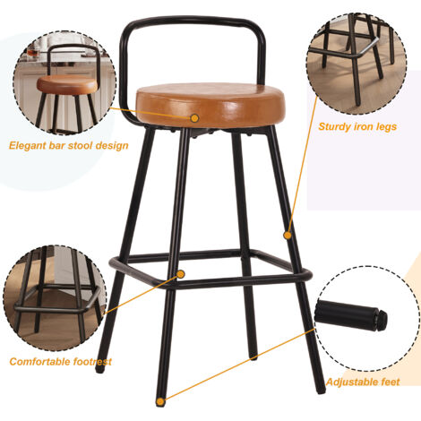 Set de 4 chaises moderne pour bars. Chaises dotées d’un dossier ergonomique, revêties en cuir PU résistant à l’eau, et munies de pieds métalliques stables. Chaises idéales pour les bars et les salles (1/5)
