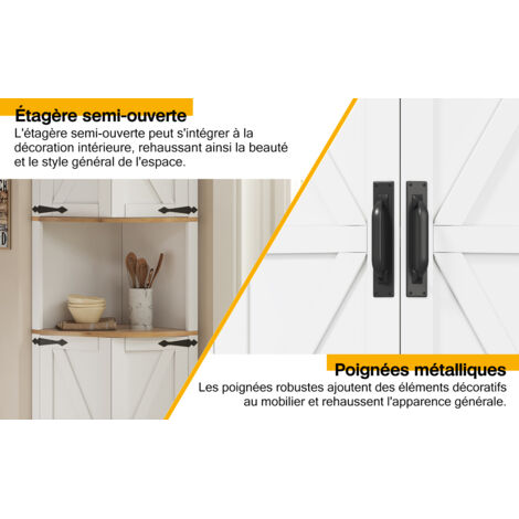 39,5 × 39,5 × 180 cm. Armoire sur étaggere. 5 compartiments de rangement. Armoire à cuisine en style vintage. Finition en bois blanc. Style rustique. Meuble compact et pratique pour l’espace disponibl (1/5)