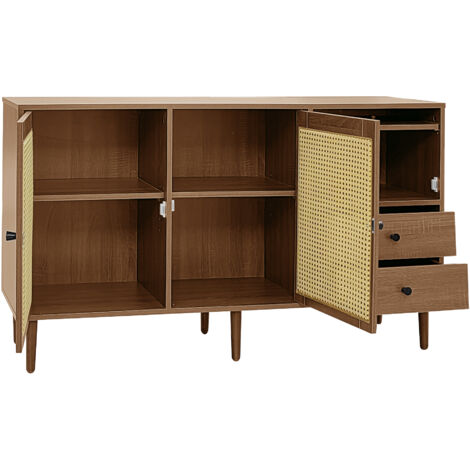 Compartiment de rangement dans le style rustique, avec des portes en bois. Dimensions : 130 x 75,5 x 40 cm. Fermeture magnétique. Compartiments réglables. Structure stable. Design élégant et polyvalen (1/5)